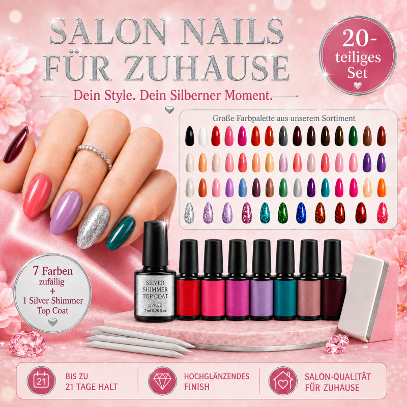 Silver UV Nail Polish Set - 20 tlg. UV Nagellack Set